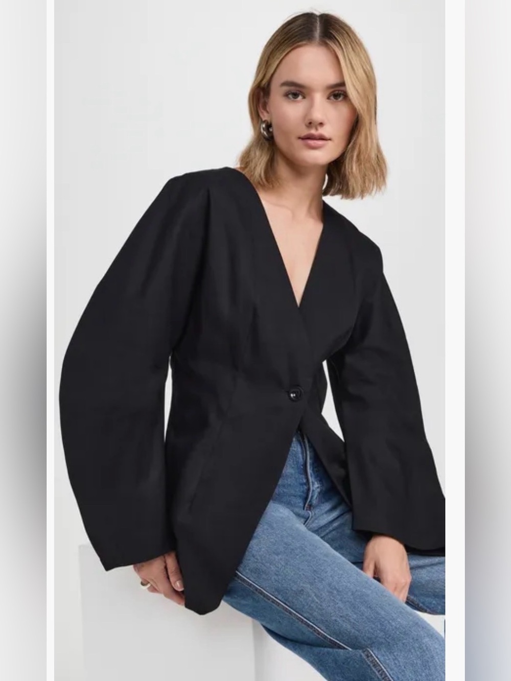 SELFI Black Sculptured Blazer Size S